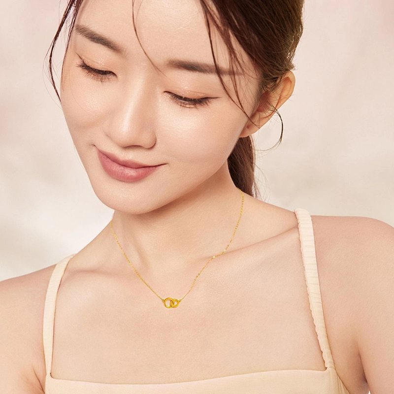克拉太太 莫比乌斯 好运圆环锁骨链 精致时尚小众简约日常百搭温婉气质轻奢优雅高级感 足金 一口价 黄金项链 女款