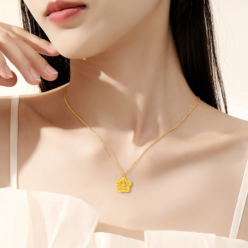 克拉太太 花丝樱花套链  浪漫少女心樱花轻奢 足金 一口价 黄金项链 女款