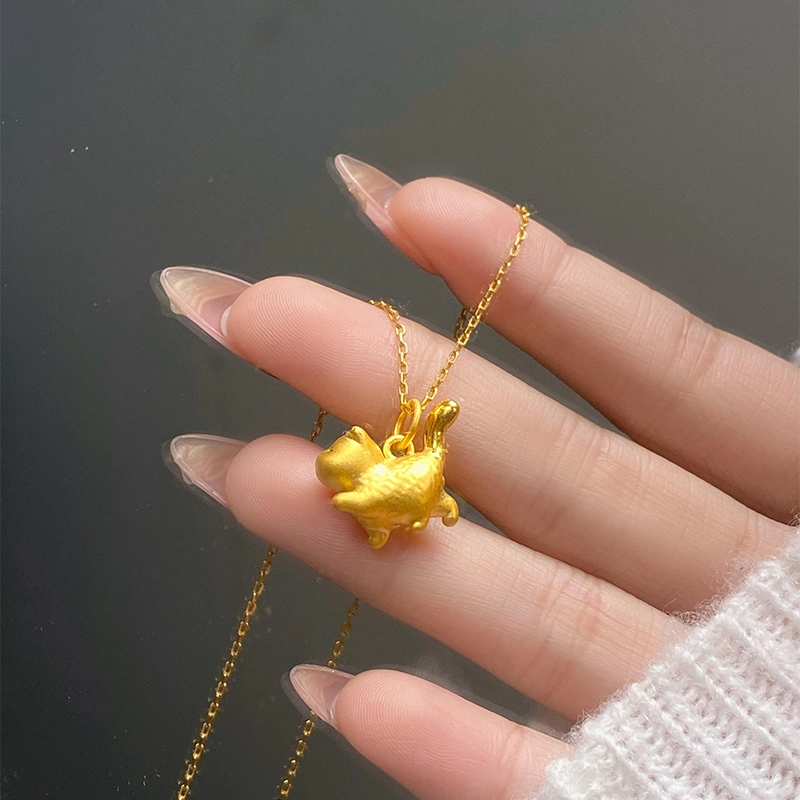 克拉太太 小猫咪 好运 财源广进灵动可爱精致时尚简约百搭小众设计轻奢高级感 足金 一口价 项链 男女同款情侣款