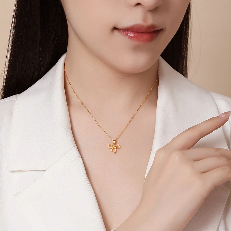 克拉太太 气质蝴蝶结好运 轻奢优雅精致甜美简约百搭小众高级感 女友生日送礼 足金 一口价 黄金项链 女款