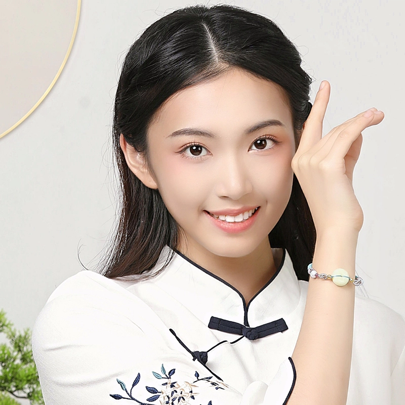 豆蔻时光 国风古风首饰 蜜蜡手绳 国潮设计琥珀蜜蜡平安扣 配黄金转运珠珠 手链手绳编绳 女款