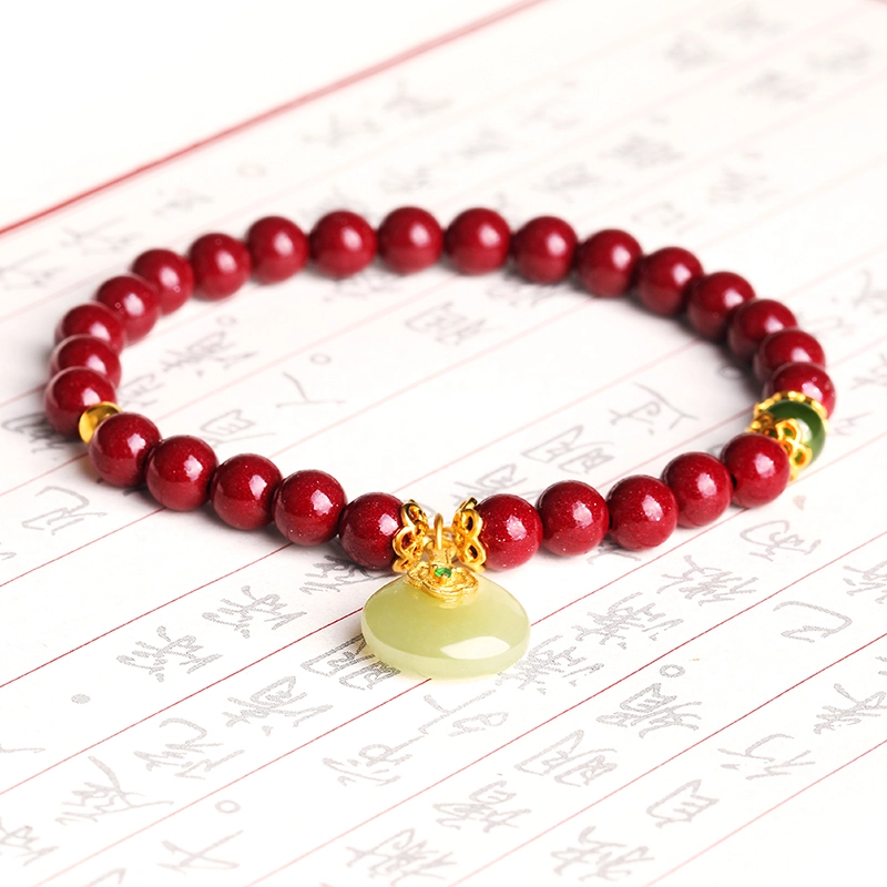豆蔻时光 “朱”事顺利本命年蛇年吉祥天然原矿高含量 转运珠#好运 水逆退散平安健康佛珠再造辰砂 朱砂 手串 男女同款情侣款