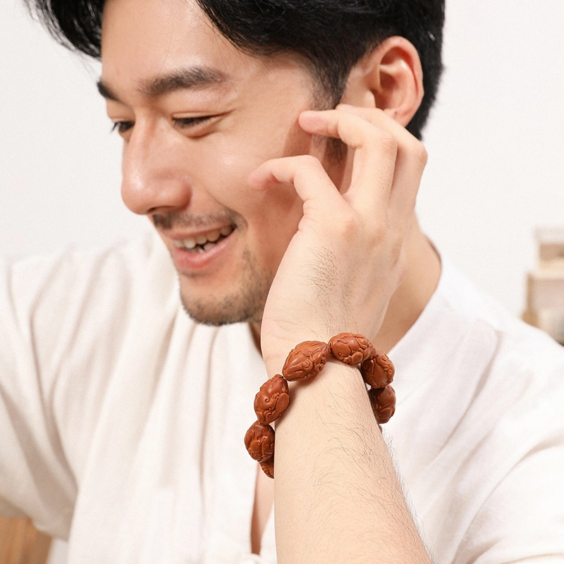 妍韵珠宝 核雕八方来财财福貔貅 橄榄核 核桃类手串 男女同款情侣款