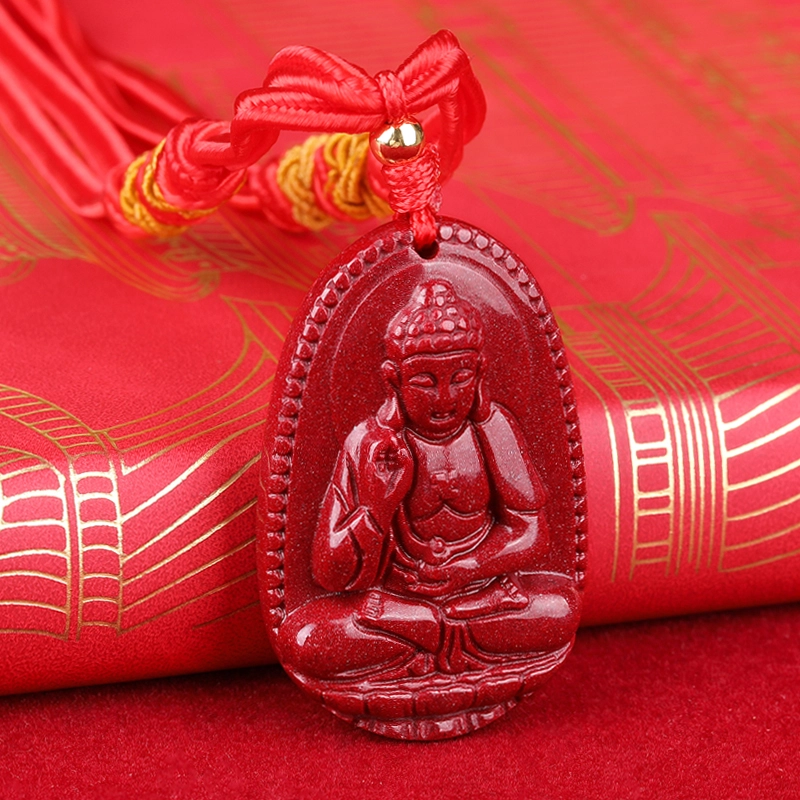 妍韵珠宝 十二生肖本命佛 八大守护神护身符挂件 朱砂 玉石吊坠 通用