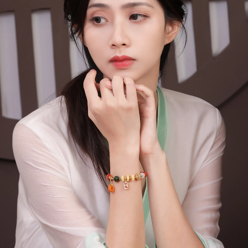 豆蔻时光 平安扣 南红 玉石手串 女款 玛瑙