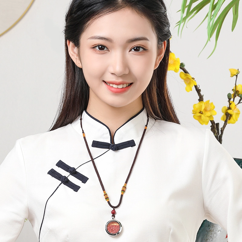 豆蔻时光 国风嘎乌盒吉祥平安原矿颗粒 再造辰砂朱砂 玉石项链 男女同款情侣款