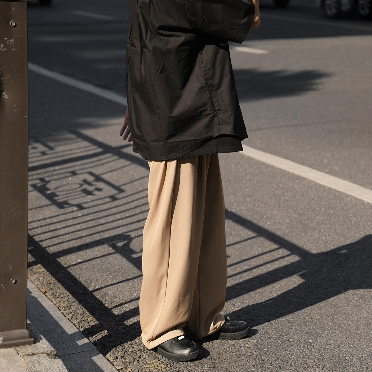 港仔文艺男 日系纯色冰丝直筒垂感速干薄款阔腿裤凉感透气宽松休闲裤 男女同款