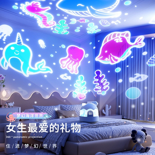 益米 星空投影氛围雪屋小夜灯 音乐盒蓝牙音箱 智能玩具