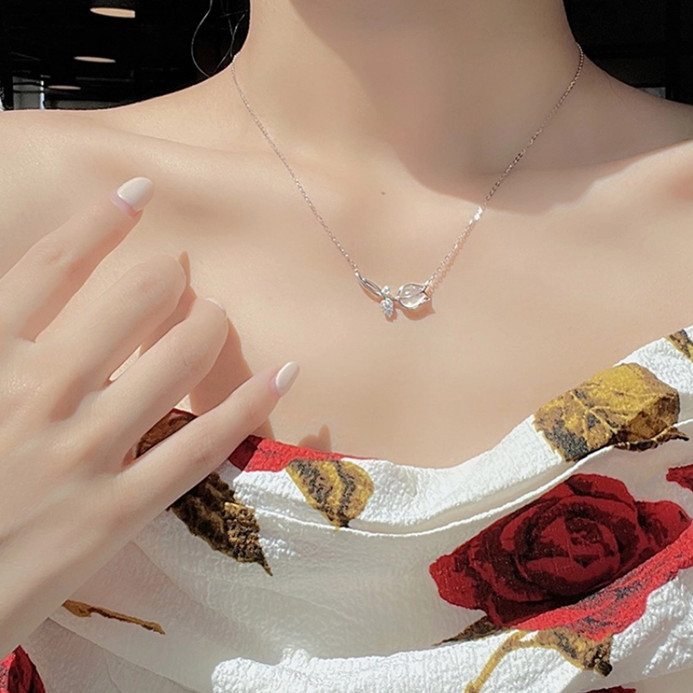 七度 郁金香吊坠 精致轻奢优雅小众高级感锁骨链 玉髓 项链 女款