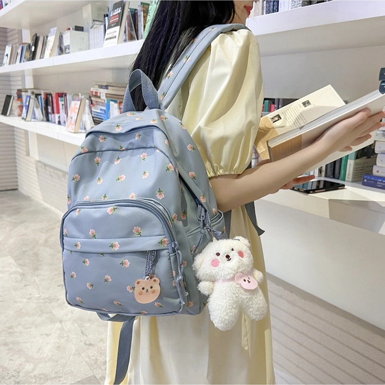 巴朗熊  小碎花双肩背校园风女小清新学生旅行包韩版大容量背包 尼龙 女款 多色