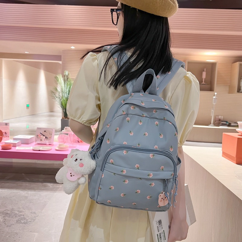 巴朗熊  小碎花双肩背校园风女小清新学生旅行包韩版大容量背包 尼龙 女款 多色