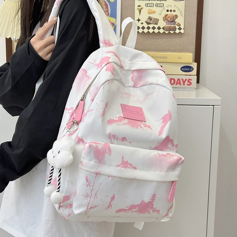 巴朗熊 扎染小众设计感女大学生轻便旅行通勤高颜值 尼龙 双肩包 男女同款情侣款 多色