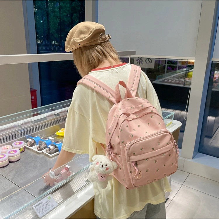 巴朗熊  小碎花双肩背校园风女小清新学生旅行包韩版大容量背包 尼龙 女款 多色