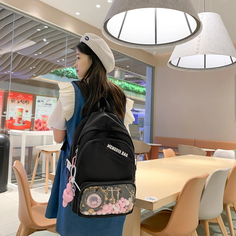 巴朗熊  小清新学生可爱纯色时尚百搭初中 尼龙 背包双肩包 女款 多色