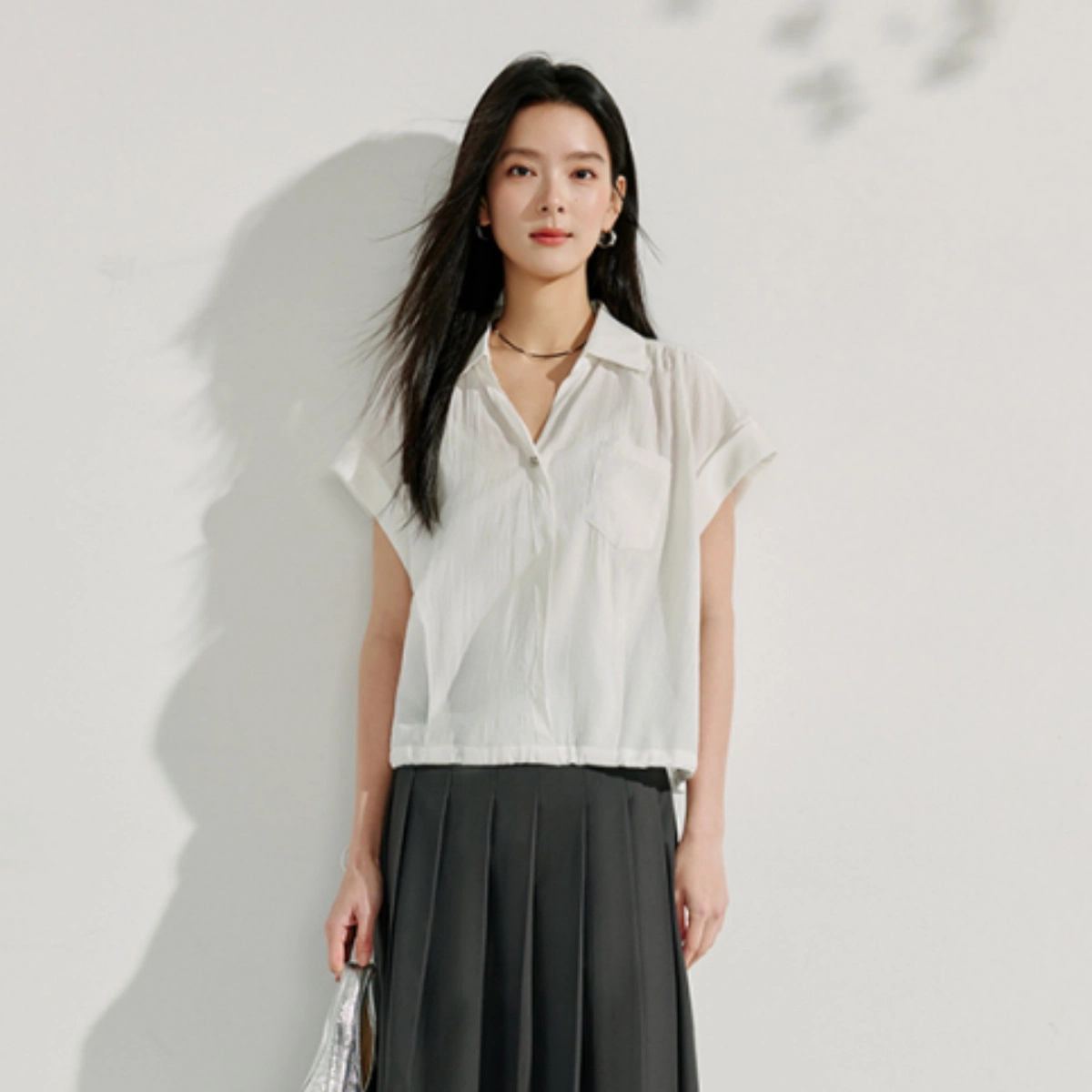 茵曼 简约通勤收腰休闲无袖衬衫 女款