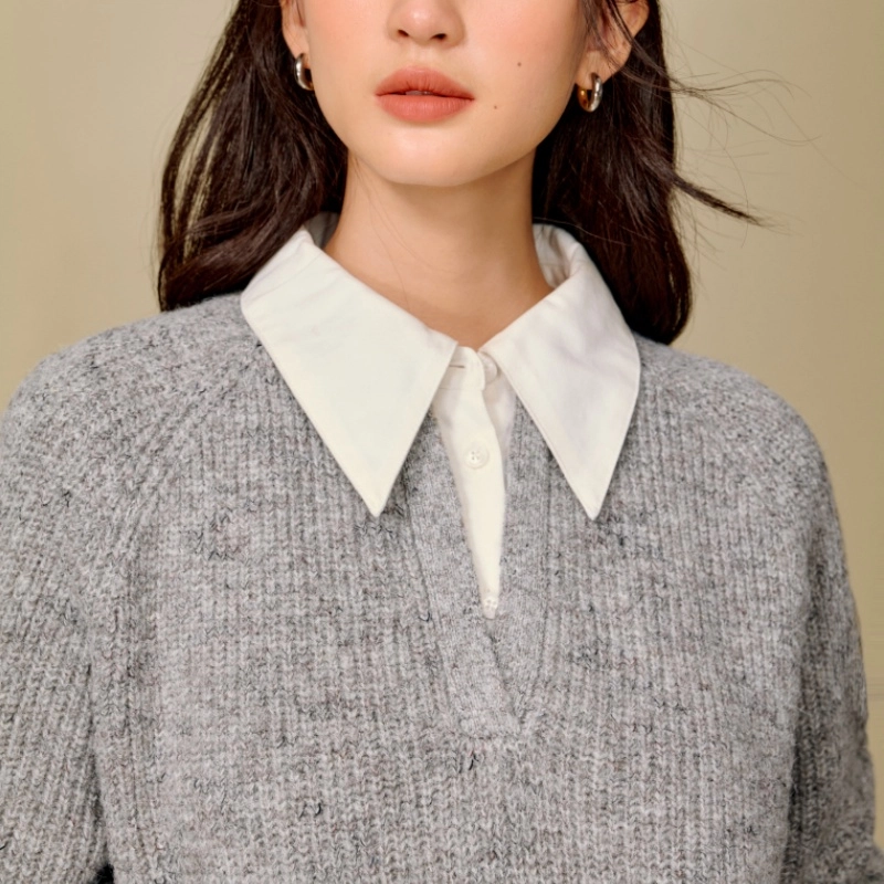 茵曼 百搭简约舒适长袖针织衫 女款