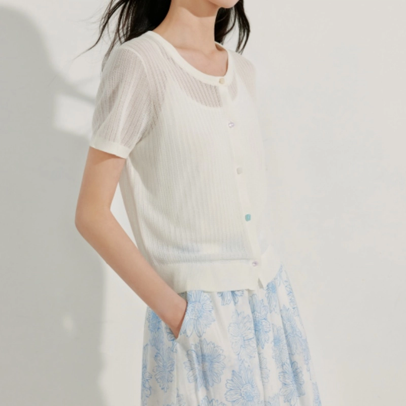 茵曼 舒适时尚休闲短袖针织衫 女款