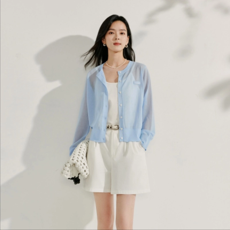 茵曼 刺绣法式长袖外套针织衫 女款
