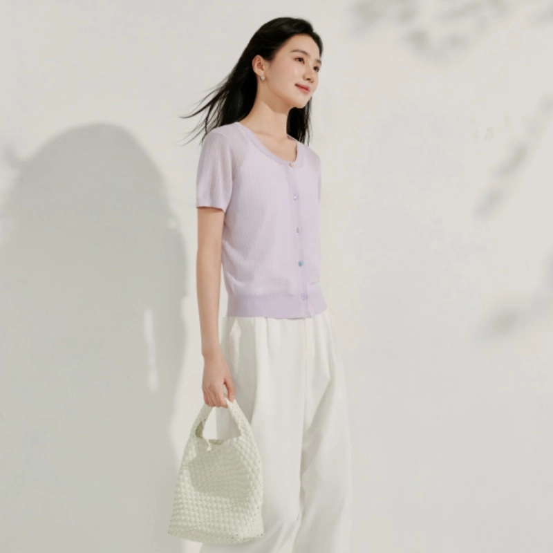 茵曼 舒适时尚休闲短袖针织衫 女款