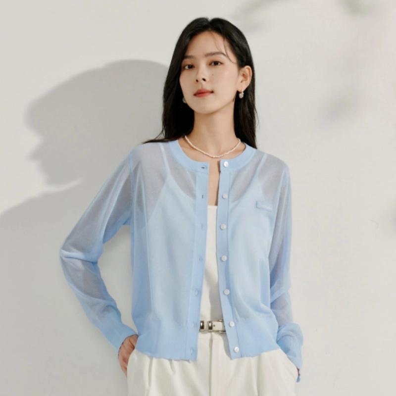 茵曼 刺绣法式长袖外套针织衫 女款