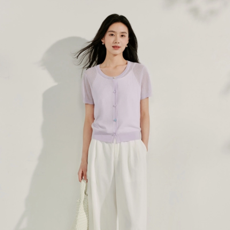 茵曼 舒适时尚休闲短袖针织衫 女款