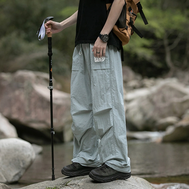 木林森 纯色垂感速干美式复古高街机能风工装裤 男女同款