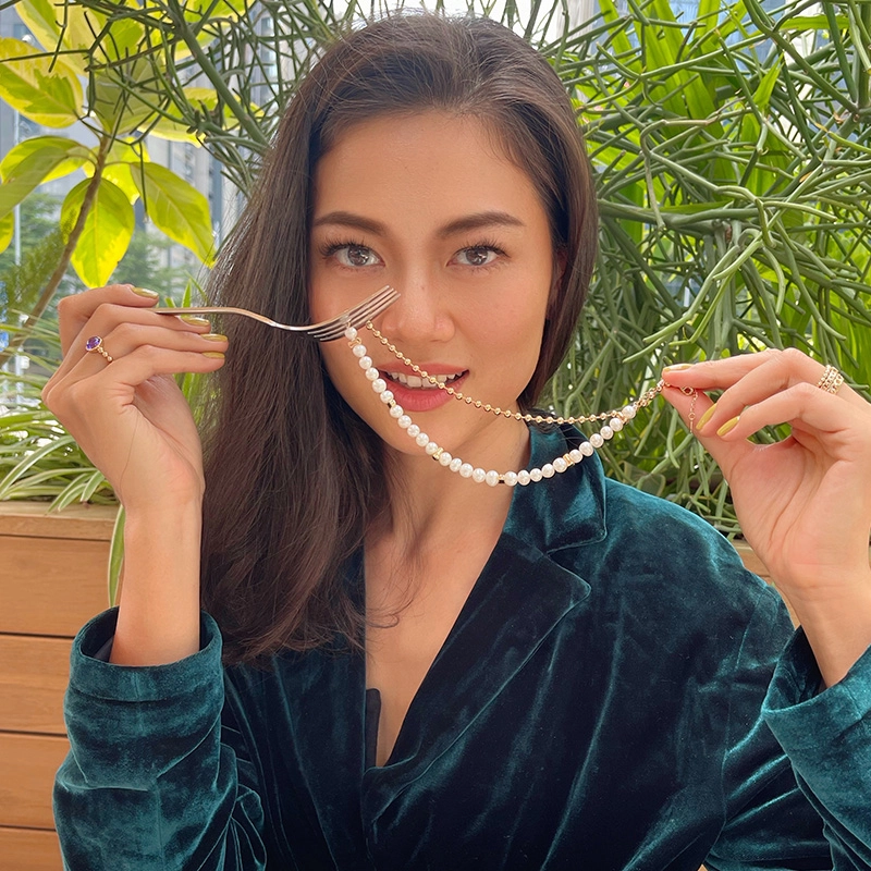耳语 失衡系列小众轻奢时尚商场 圆珠失衡 巴洛克珍珠 项链 男女同款情侣款
