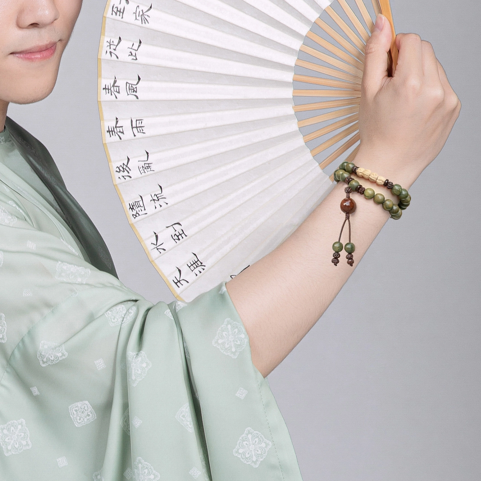 北隐 【高品莲花檀珠】国风考研考试上岸转运珠菩提佛珠新中式叠戴文玩招财 木作 手串 男女同款情侣款 绿檀 礼盒