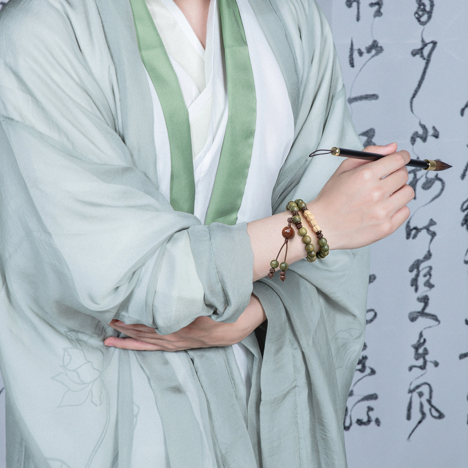 北隐 【高品莲花檀珠】国风考研考试上岸转运珠菩提佛珠新中式叠戴文玩招财 木作 手串 男女同款情侣款 绿檀 礼盒
