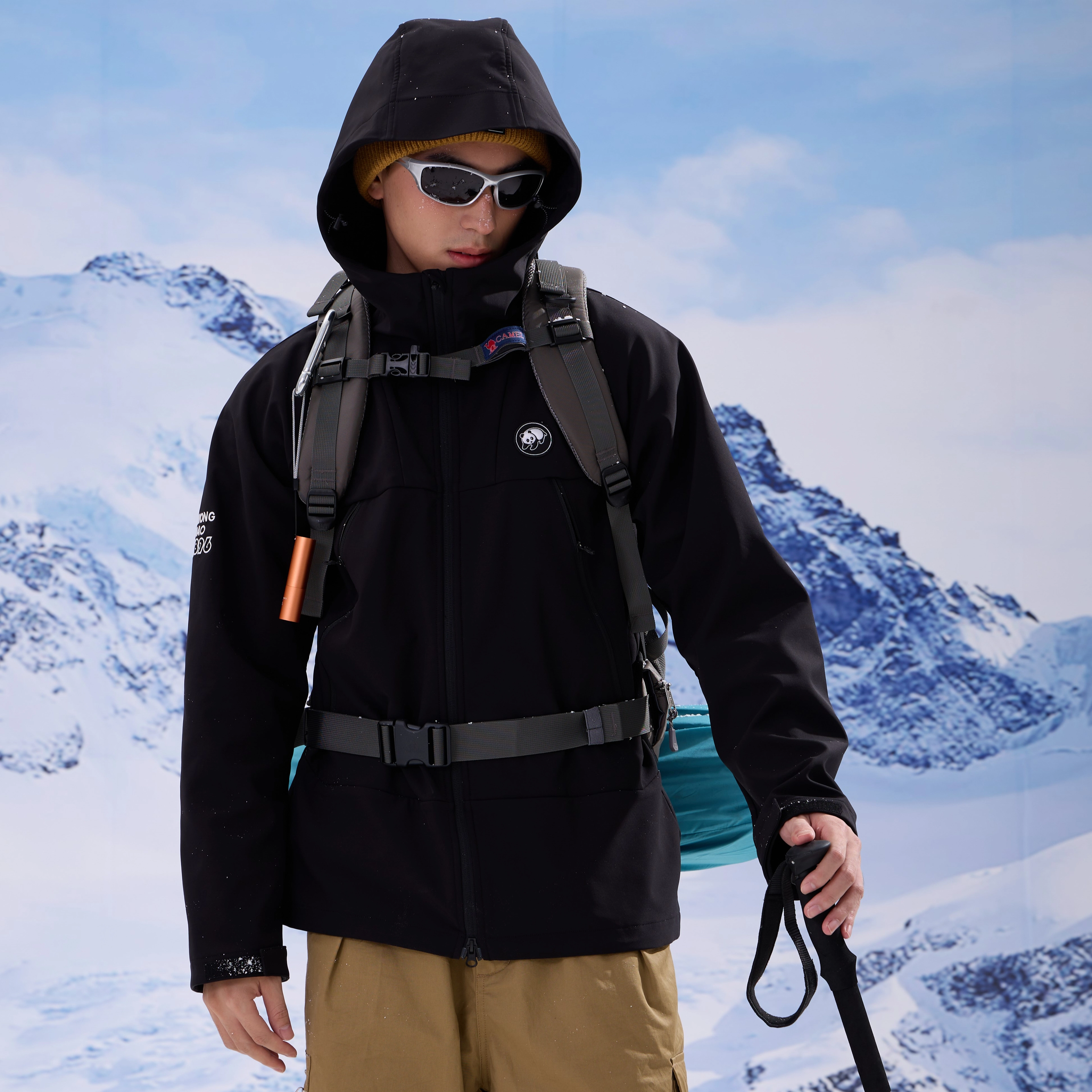 熊猫 山系户外火山岩蓄热轻暖软壳夹克外套 男款