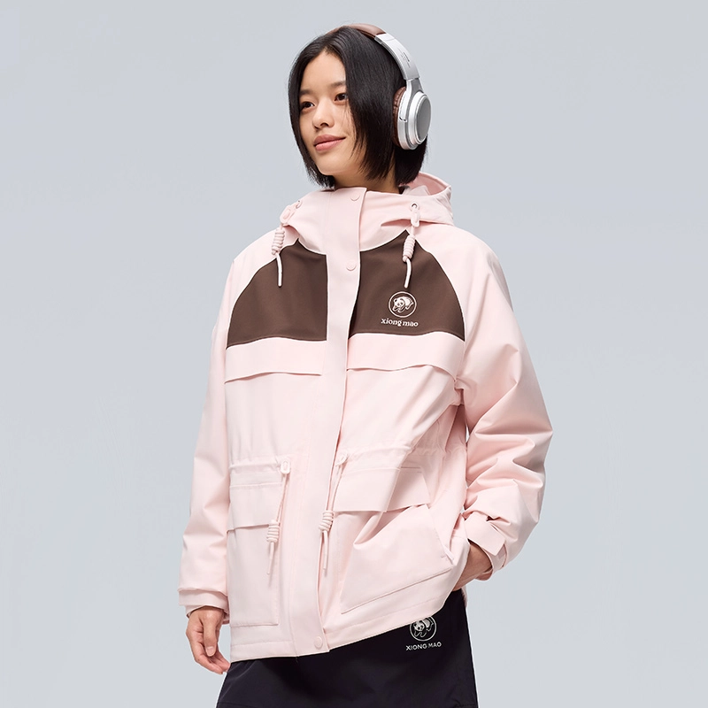 熊猫  硬糖系列 徒步登山时尚三合一连帽宽松拉链  防风耐磨冲锋衣 女款