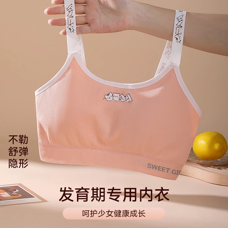 二三二三 美背速干吸汗清爽排湿可调节内衣抗菌内衬面料柔软亲肤舒适简约青少年文胸 女款 一件装 粉色