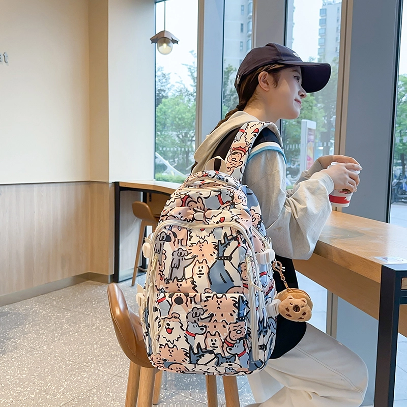 轩玺 高颜值少女心卡通 尼龙 双肩包 常规 男女同款情侣款 白色
