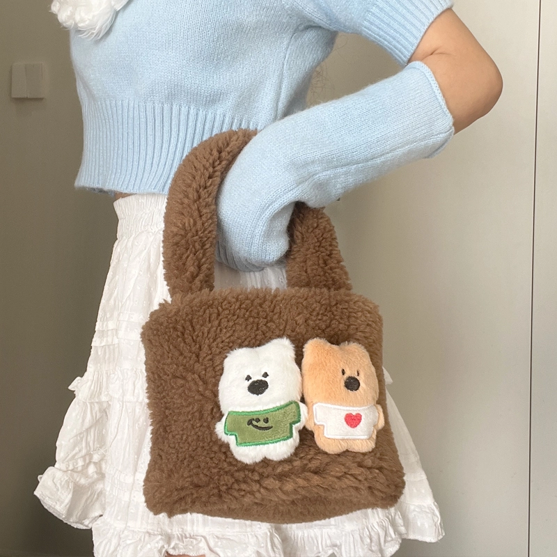 轩玺 可爱百搭通勤 毛绒 手提包 常规 女款 多色