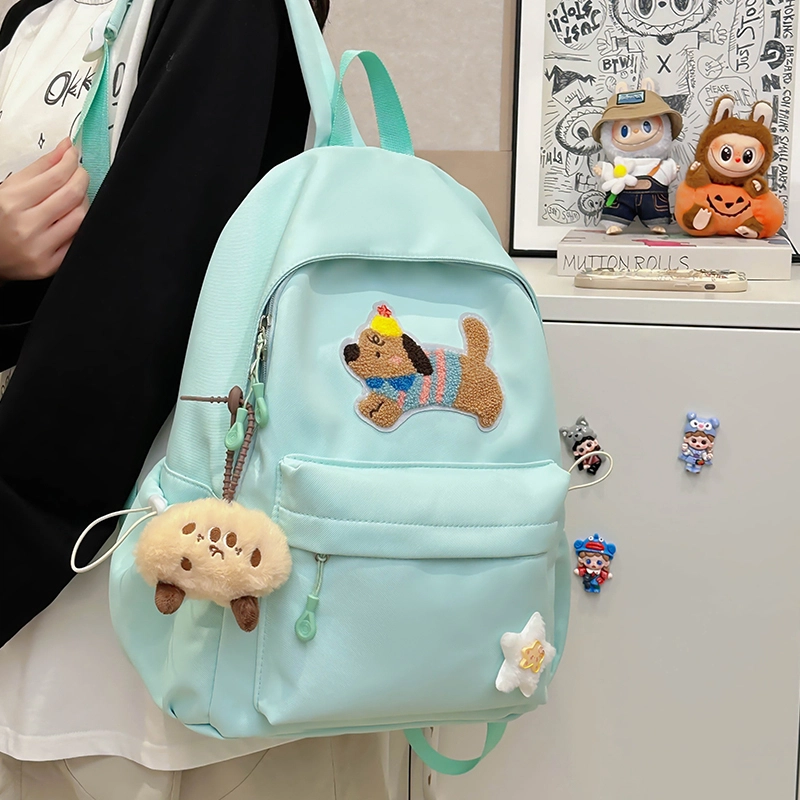 轩玺 日系可爱大容量百搭学生 尼龙 双肩包书包 大号 女款 米白色/黑色/粉色/黄色/绿色