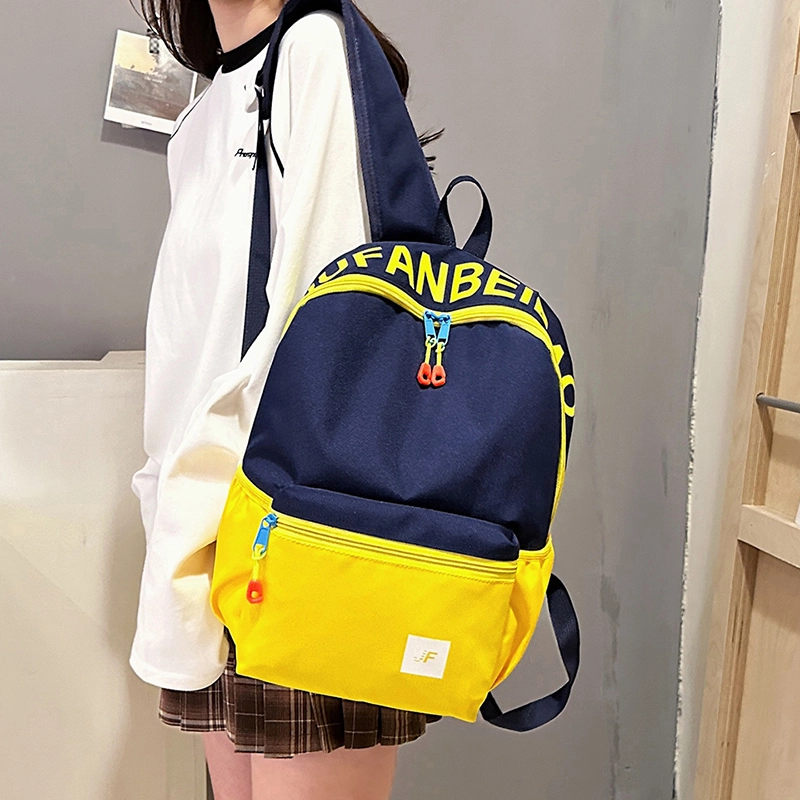 轩玺 撞色休闲简约百搭 牛津布 双肩包小背包学生书包 女款 粉色/蓝色/红色/玫粉色