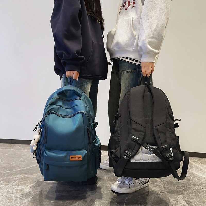 轩玺 日系简约大容量轻便时尚百搭学生 尼龙 双肩包背包书包 常规 男女同款情侣款 黑色/白色/红色/卡其色/蓝色
