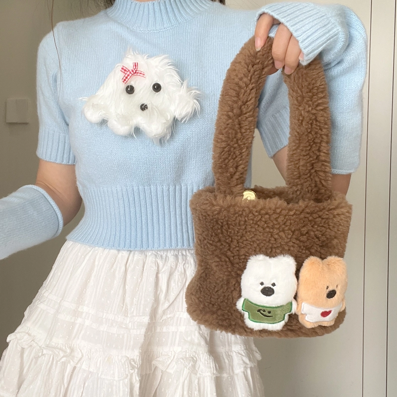 轩玺 可爱百搭通勤 毛绒 手提包 常规 女款 多色