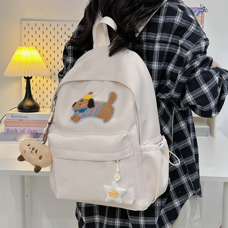 轩玺 日系可爱大容量百搭学生 尼龙 双肩包书包 大号 女款 米白色/黑色/粉色/黄色/绿色