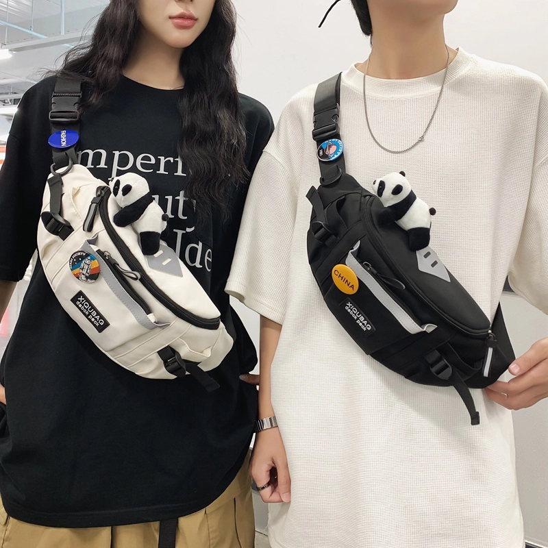 轩玺 日系运动潮流百搭休闲 尼龙 斜挎包 男女同款情侣款 白色/黑色/灰色