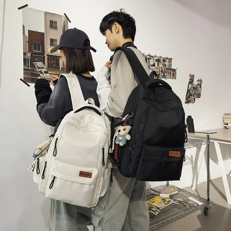 轩玺 日系简约大容量轻便时尚百搭学生 尼龙 双肩包背包书包 常规 男女同款情侣款 黑色/白色/红色/卡其色/蓝色