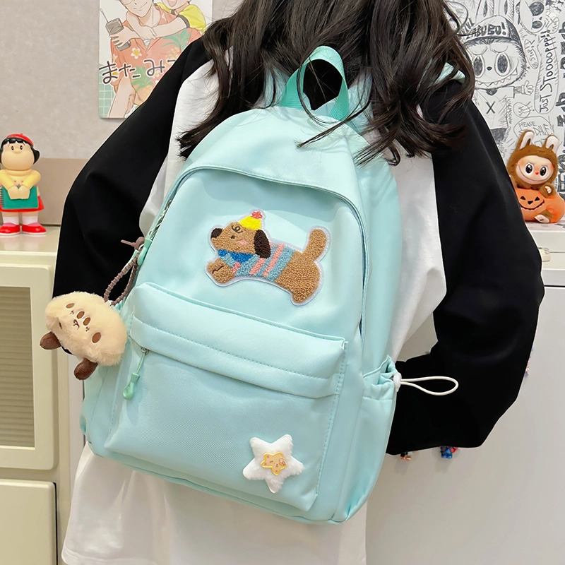 轩玺 日系可爱大容量百搭学生 尼龙 双肩包书包 大号 女款 米白色/黑色/粉色/黄色/绿色
