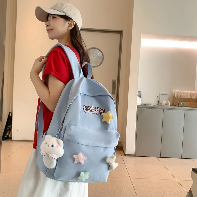 轩玺 简约时尚可爱校园学生 牛津布 书包背包双肩包 大号 女款 黑色