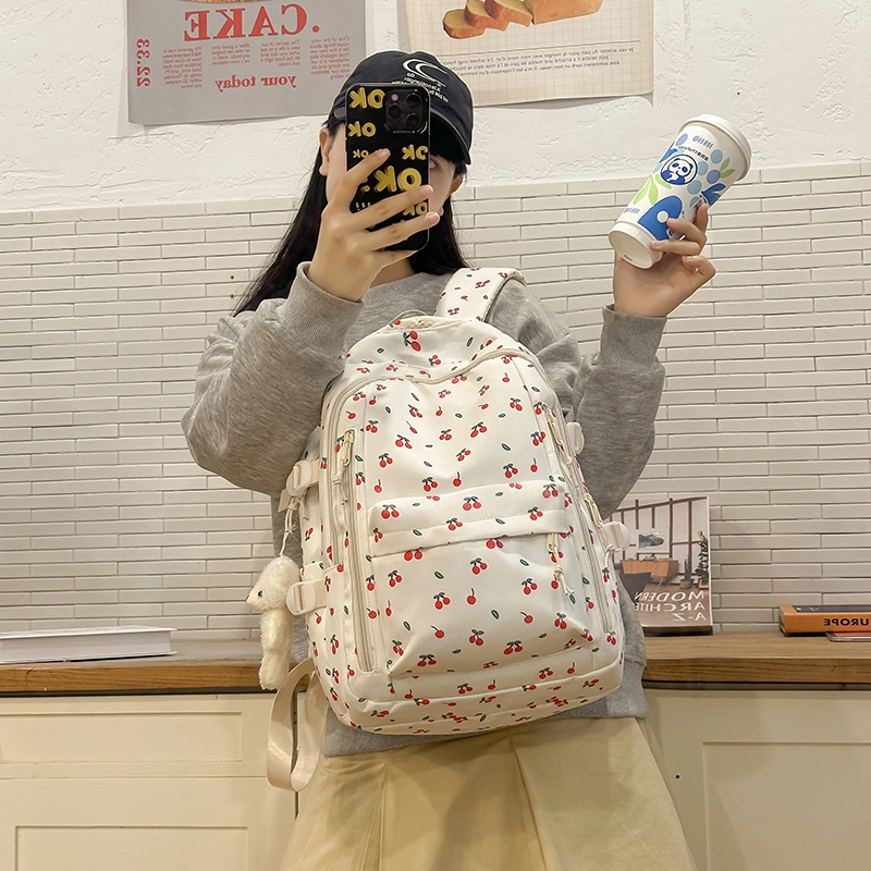 轩玺 韩系文艺小清新森系可爱百搭 尼龙 双肩包 女款 白色