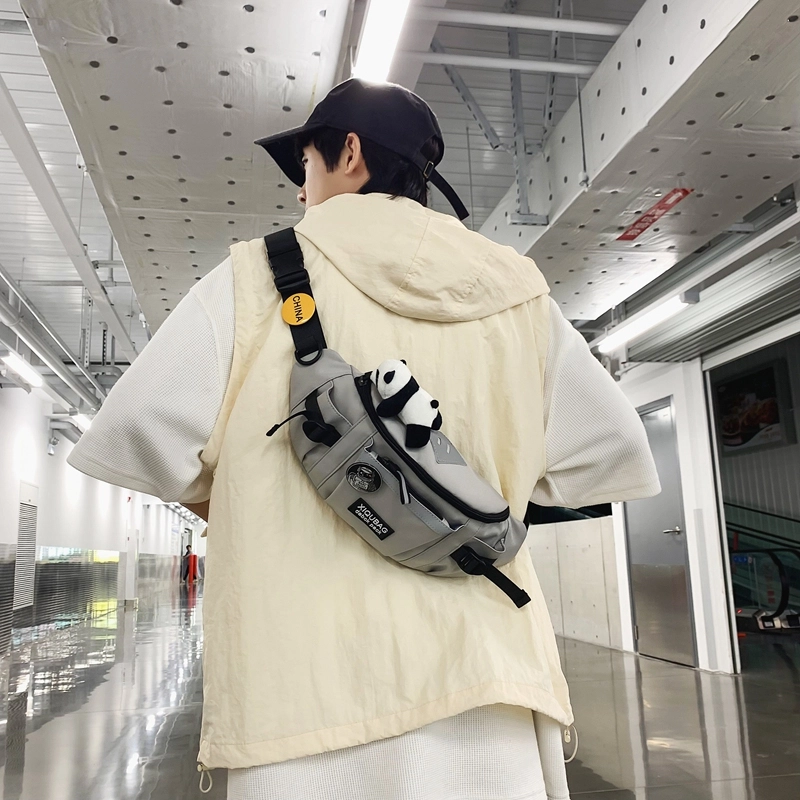 轩玺 日系运动潮流百搭休闲 尼龙 斜挎包 男女同款情侣款 白色/黑色/灰色