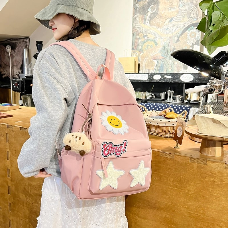 轩玺 韩系高颜值学生百搭 尼龙 双肩包 男女同款情侣款 黑色