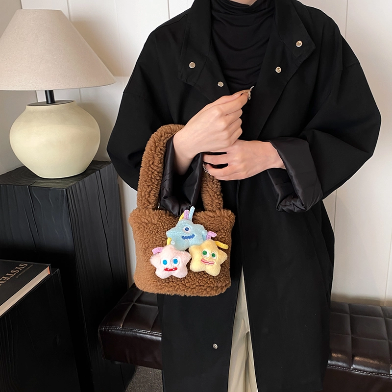 轩玺 可爱百搭通勤 毛绒 手提包 常规 女款 多色