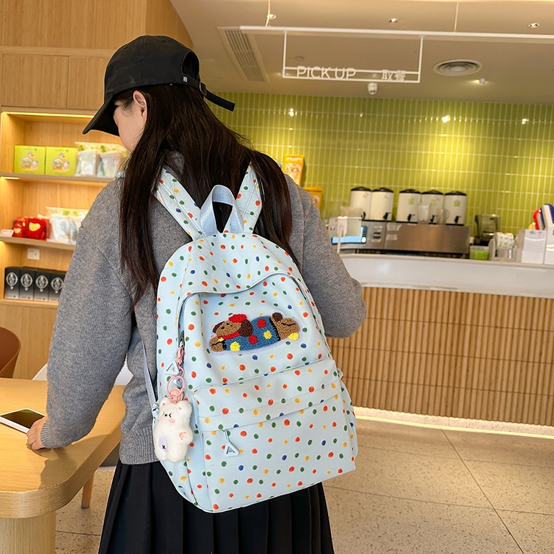 轩玺 日系可爱大容量百搭学生 尼龙 双肩包书包 大号 女款 米白色/黑色/粉色/黄色/绿色