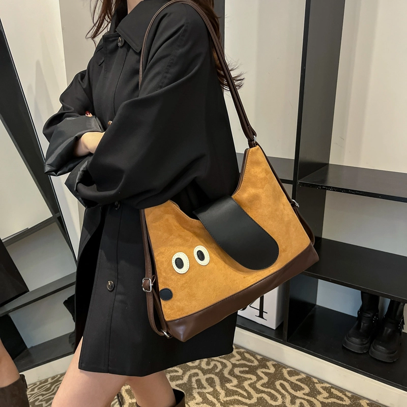 轩玺 复古小众个性百搭通勤 麂皮 单肩包 女款 咖色/棕色
