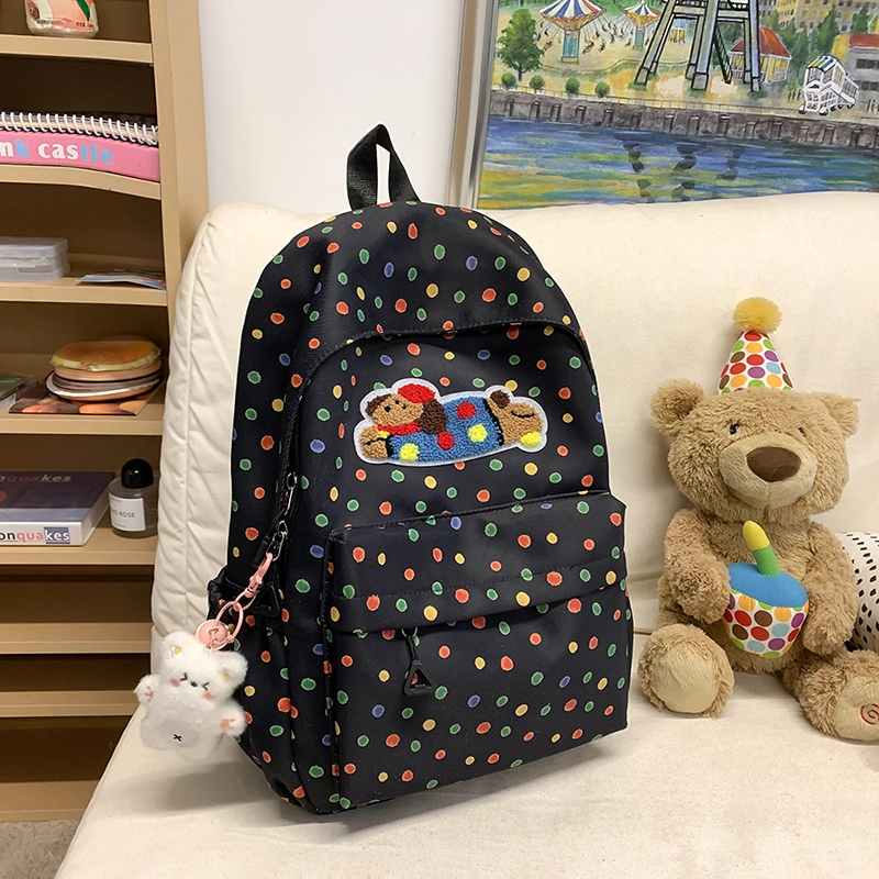 轩玺 日系可爱大容量百搭学生 尼龙 双肩包书包 大号 女款 米白色/黑色/粉色/黄色/绿色